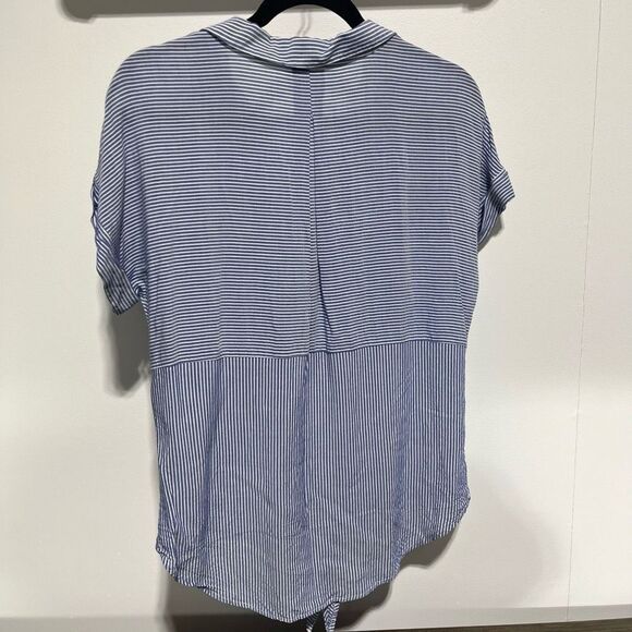 Jones New York Stripe Button Down Tie Front Top Size M - Picture 10 of 13